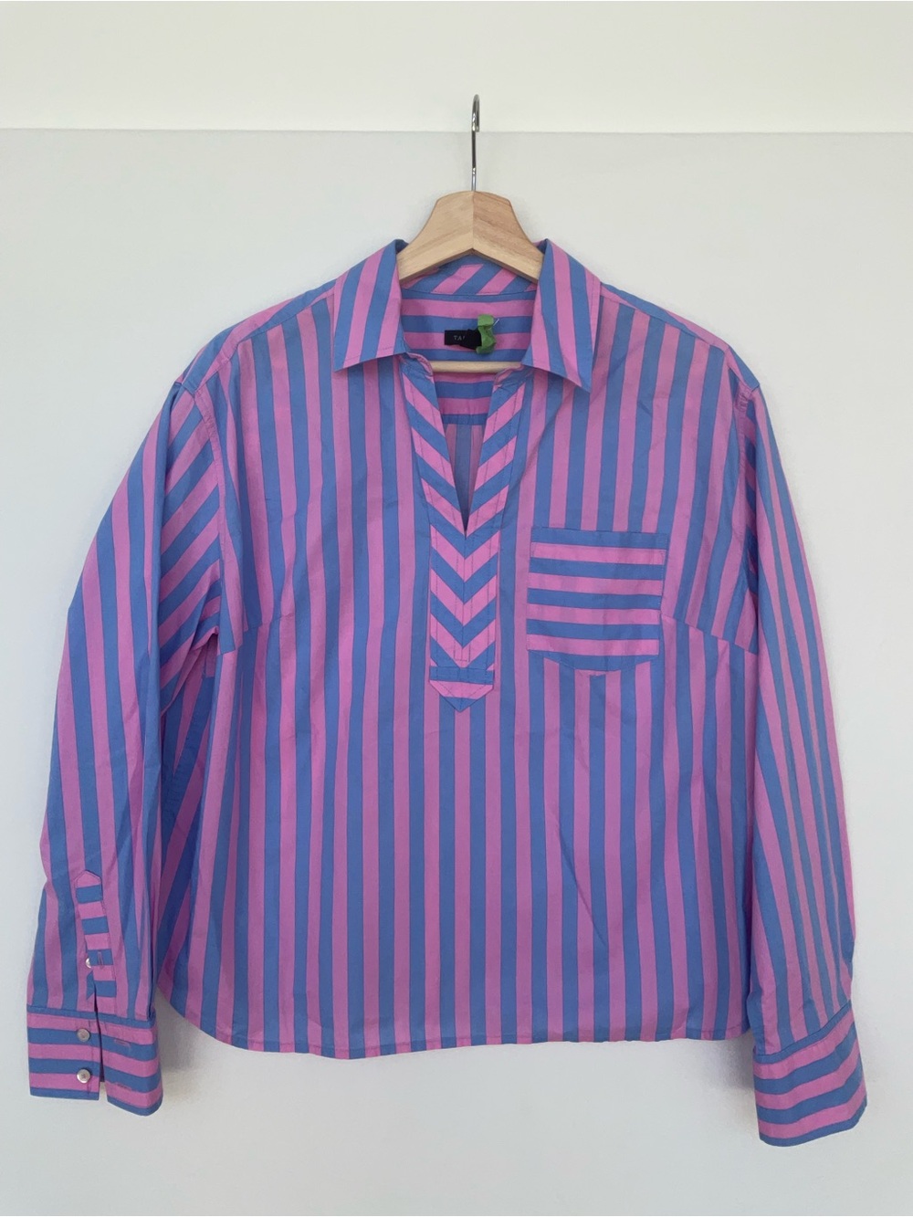 Talbots Garden Striped Popover Blouse - Picture 2 of 5